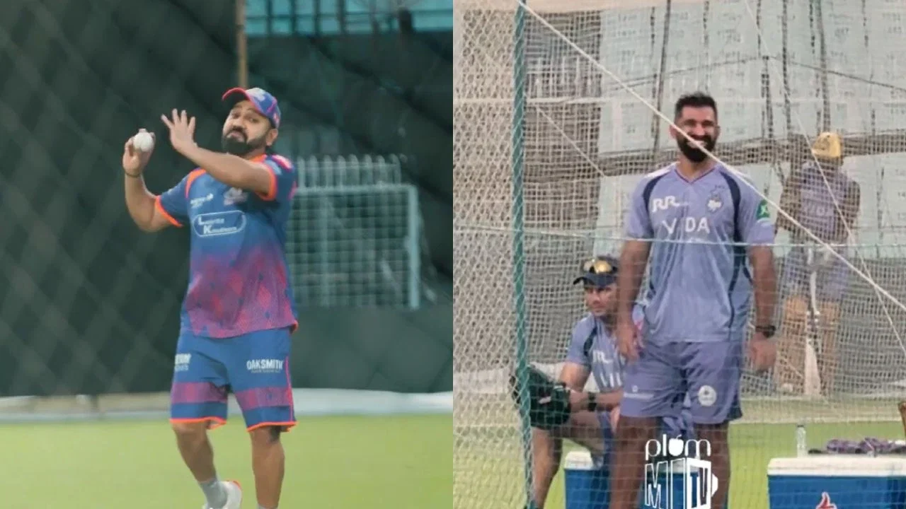 watch rohit sharma hilariously copies kkr coach abhishek nayars bowling action